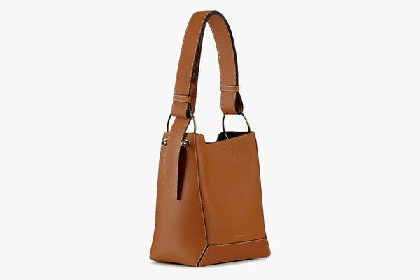 Lana Midi Bucket Bag - Tan with Vanilla Stitch | Strathberry
