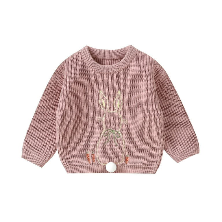 Bagilaanoe Toddler Baby Girl Easter Sweater Long Sleeve Bunny Embroidery Pullover 6M 9M 12M 18M 2... | Walmart (US)