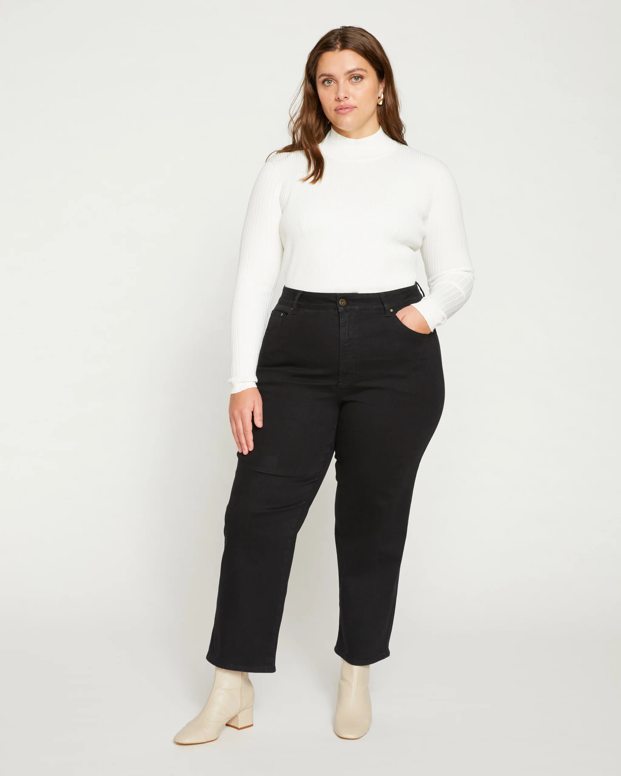 Donna High Rise Curve Straight Leg Jeans 27 Inch | Universal Standard