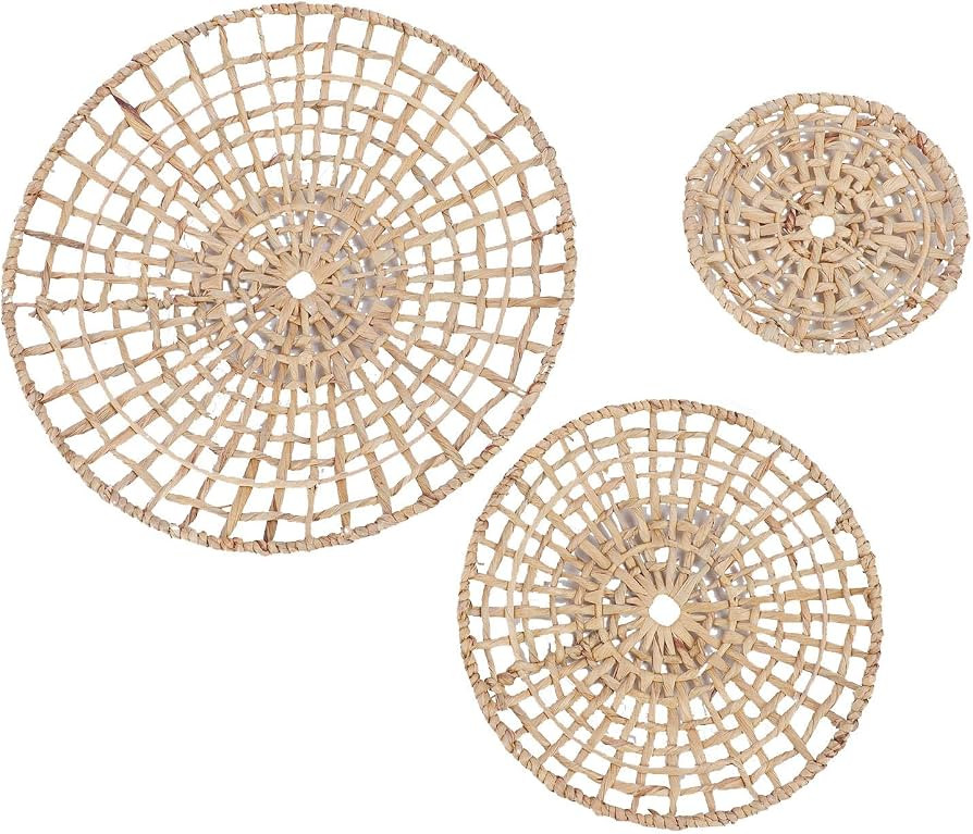 Kuuleyn Round Rattan Wall Hanging,bohemian 3d Wall Decor,round Rattan Hanging,50cm 35cm 25cm Diam... | Amazon (US)