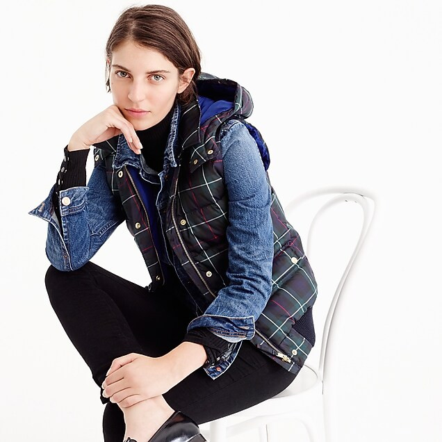 Plaid puffer vest | J.Crew US