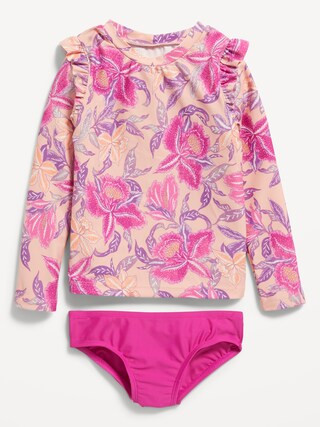 Long-Sleeve Ruffle-Trim Rashguard & Bikini Swim Set for Toddler & Baby | Old Navy (US)