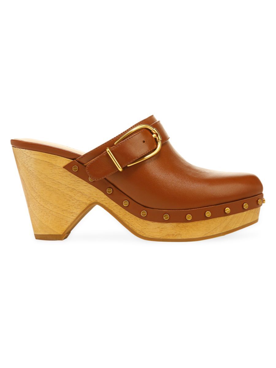 Shop Veronica Beard Hendrix Leather Clogs | Saks Fifth Avenue | Saks Fifth Avenue