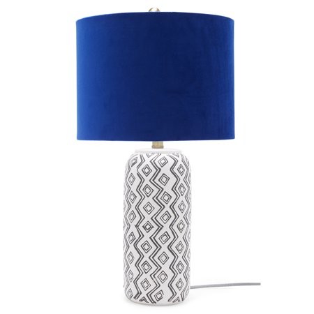 Zig Zag Table Lamp with Grecian Blue Velvet Shade by Drew Barrymore Flower Home | Walmart (US)