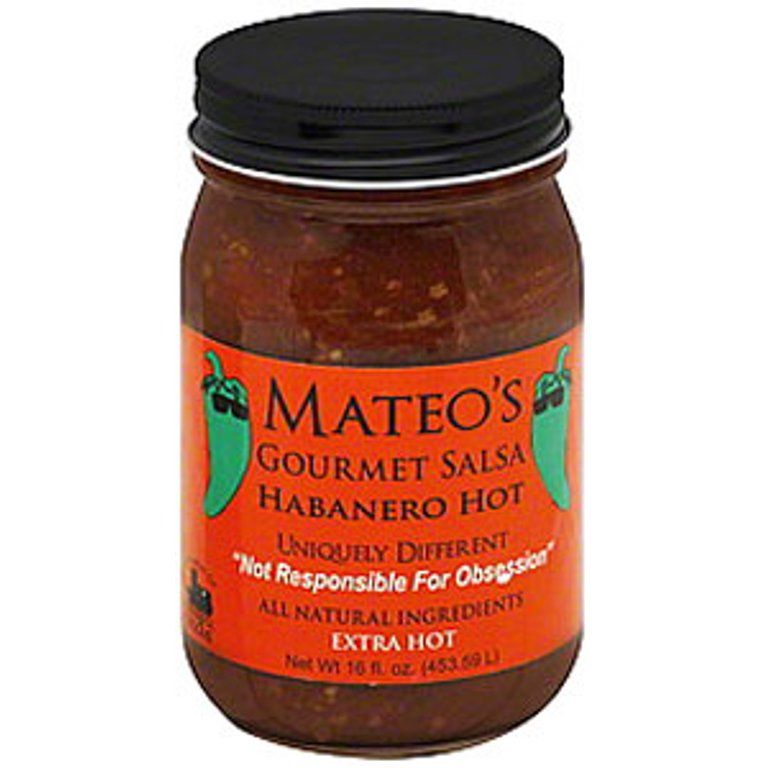 Mateo's Gourmet All Natural Habanero Hot Salsa, Extra Spicy Heat, 16 Ounce Glass Jar | Walmart (US)