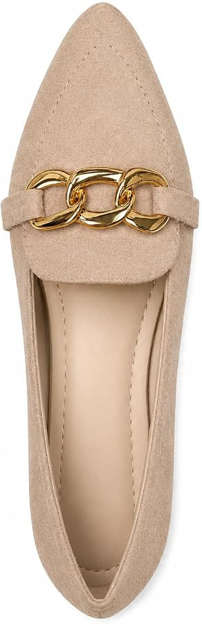 Women's Elegant Pointed-Toe Flat Shoes, Gold Chain Decor, Comfortable Non-Slip Casual Footwear fo... | Amazon (US)