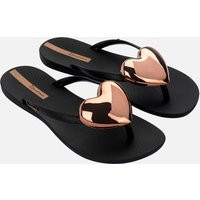 Women's Black Rose Gold Heart Buckle Flip Flops Ipanema New Look | New Look (UK)
