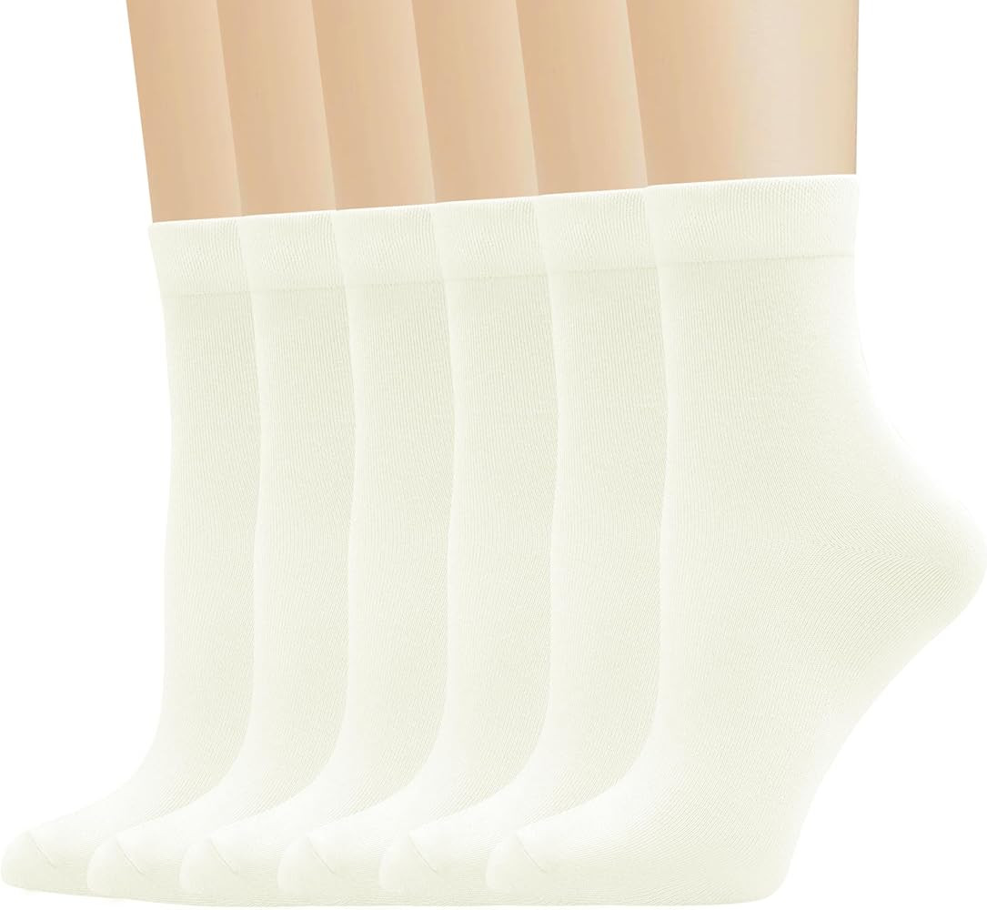 Women Thin Socks Rayon Bamboo Ankle Silky Quarter Anti Odor Casual Summer Socks 6 Pairs | Amazon (US)