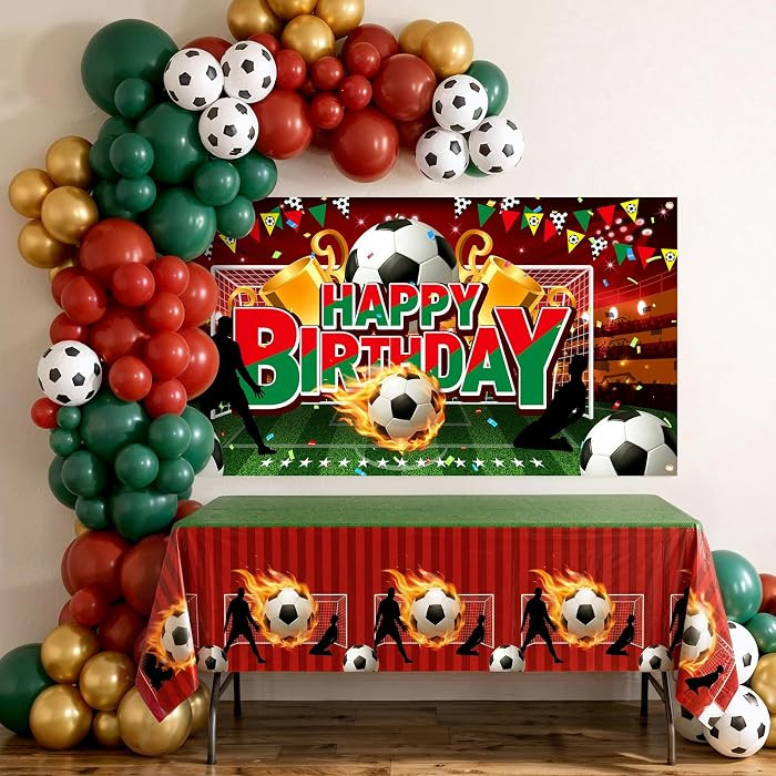 92pcs Soccer Happy Birthday Party Decorations Set Kit Includes Balloons, Banner, Tablecloth, Spor... | Amazon (US)