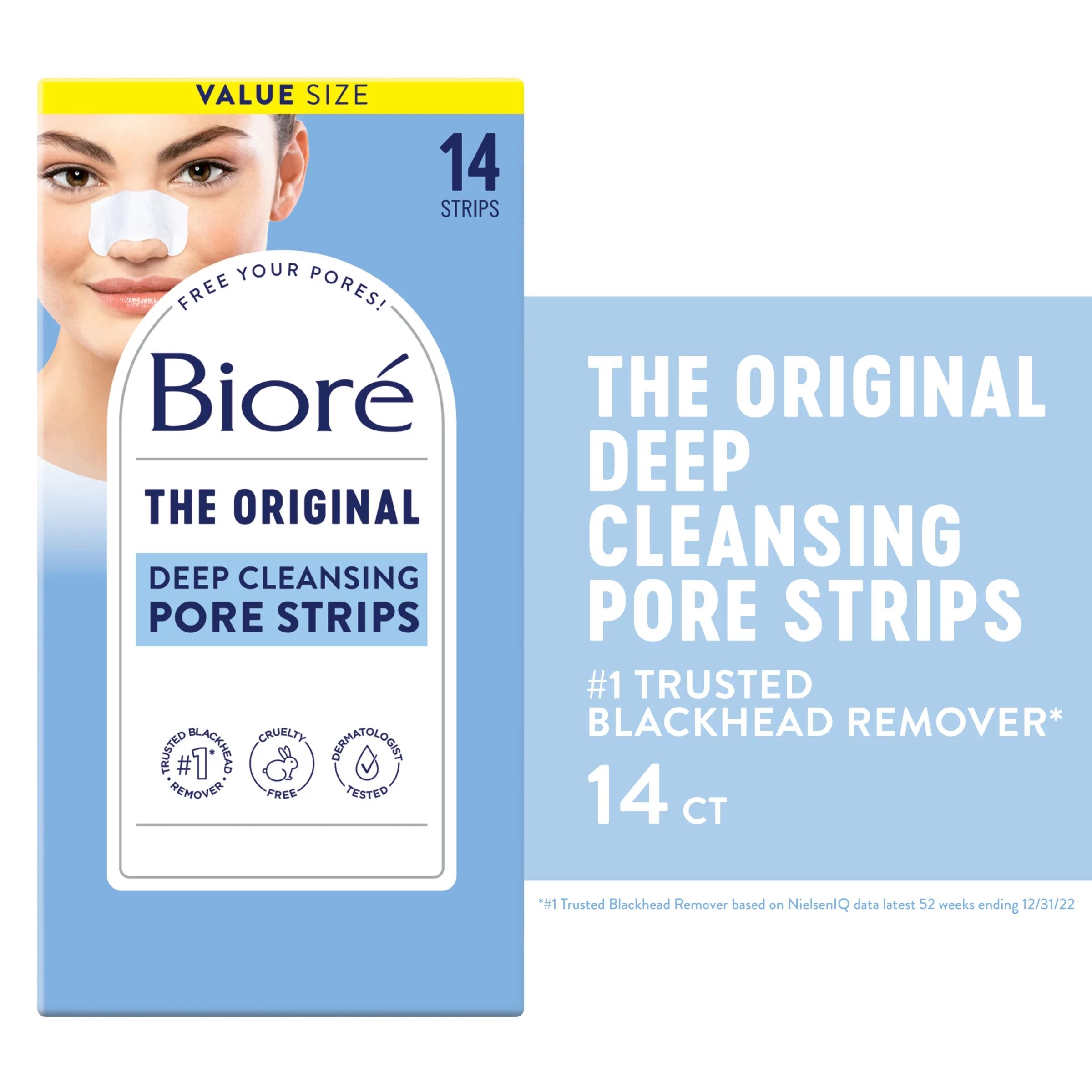 Biore Original Deep Cleansing Blackhead Remover Pore Strips, 14 ct | Walmart (US)