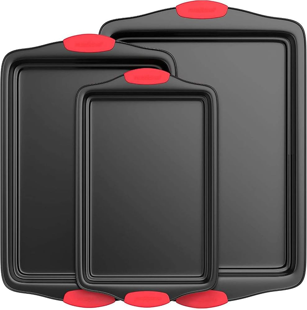 NutriChef 3-Piece Nonstick Kitchen Oven Baking Pans - Premium & Stylish Non-Stick Steel, Commerci... | Amazon (US)