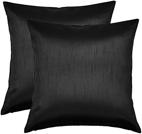 Aiking Home 24x24 Inches Faux Silk Square European Shams, Zipper Closure, Black (Set of 2) | Amazon (US)