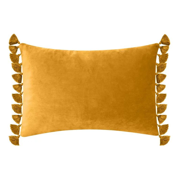 Better Homes & Gardens Feather Filled Tassled Velvet Oblong Decorative Throw Pillow, 14" x 20", S... | Walmart (US)