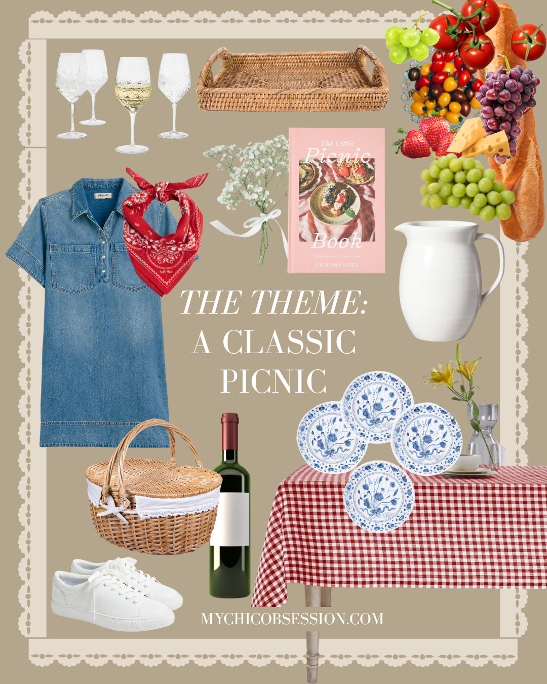 Recreate the vibe of a classic picnic at your next summer dinner party. Think gingham tablecloths, blue accents, a denim dress, and woven details. 

 #LTKSeasonal #LTKParties #LTKStyleTip