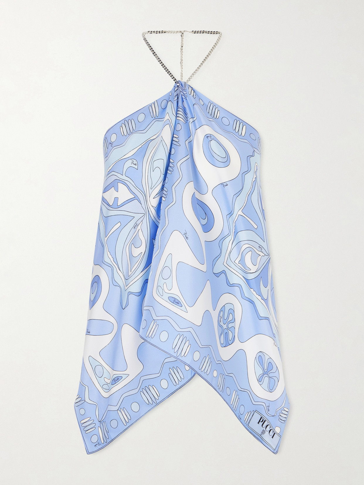 PUCCI - Printed Silk-twill Top - Blue | NET-A-PORTER (US)