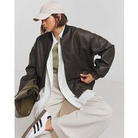 Black Worn Look PU Bomber | Simply Be (UK)