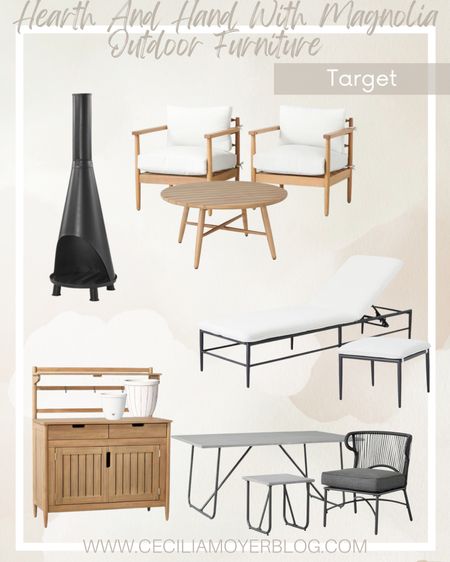 Hearth and Hand With Magnolia outdoor furniture at Target! Outdoor planters - outdoor chairs - outdoor potting station - outdoor metal fire pit - patio dining table

#LTKunder50 #LTKhome #LTKunder100