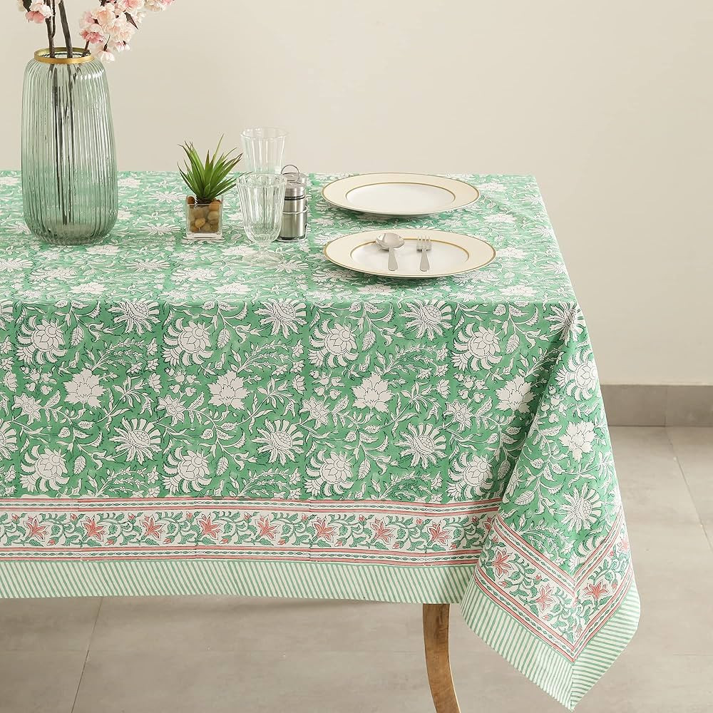 Labhanshi Indian Block Print Tablecloth-Floral Handmade Rectangular Cotton 60x90 Inch Linen|Boho ... | Amazon (US)
