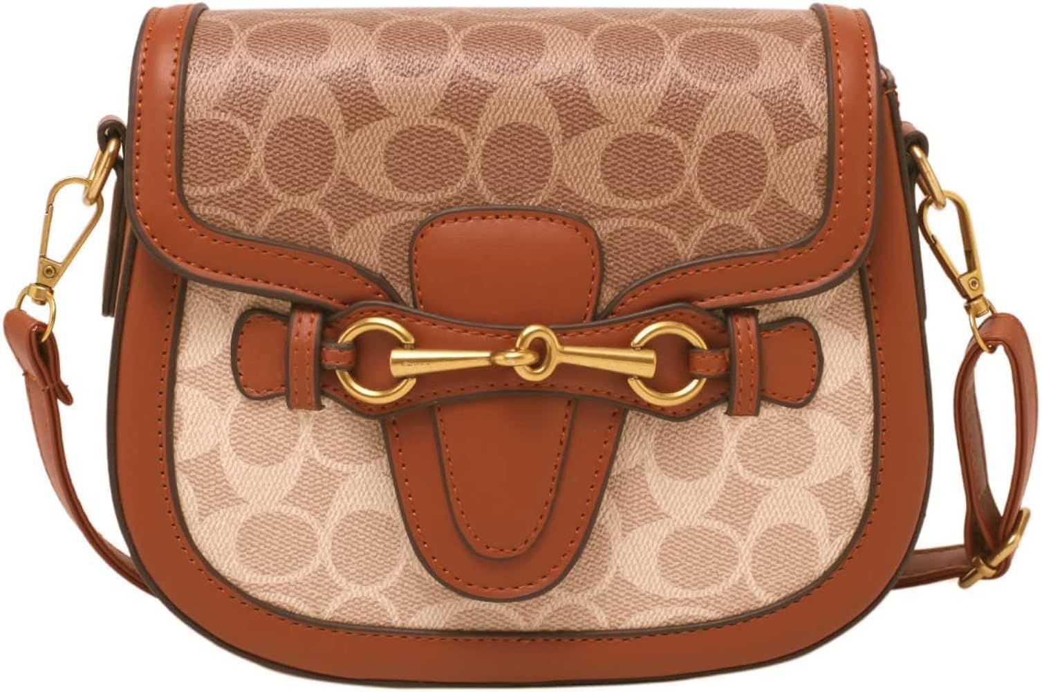 Women Small Crossbody Bags Women Golden Buckle Leather Purse Handbag Fashion Design | Amazon (US)