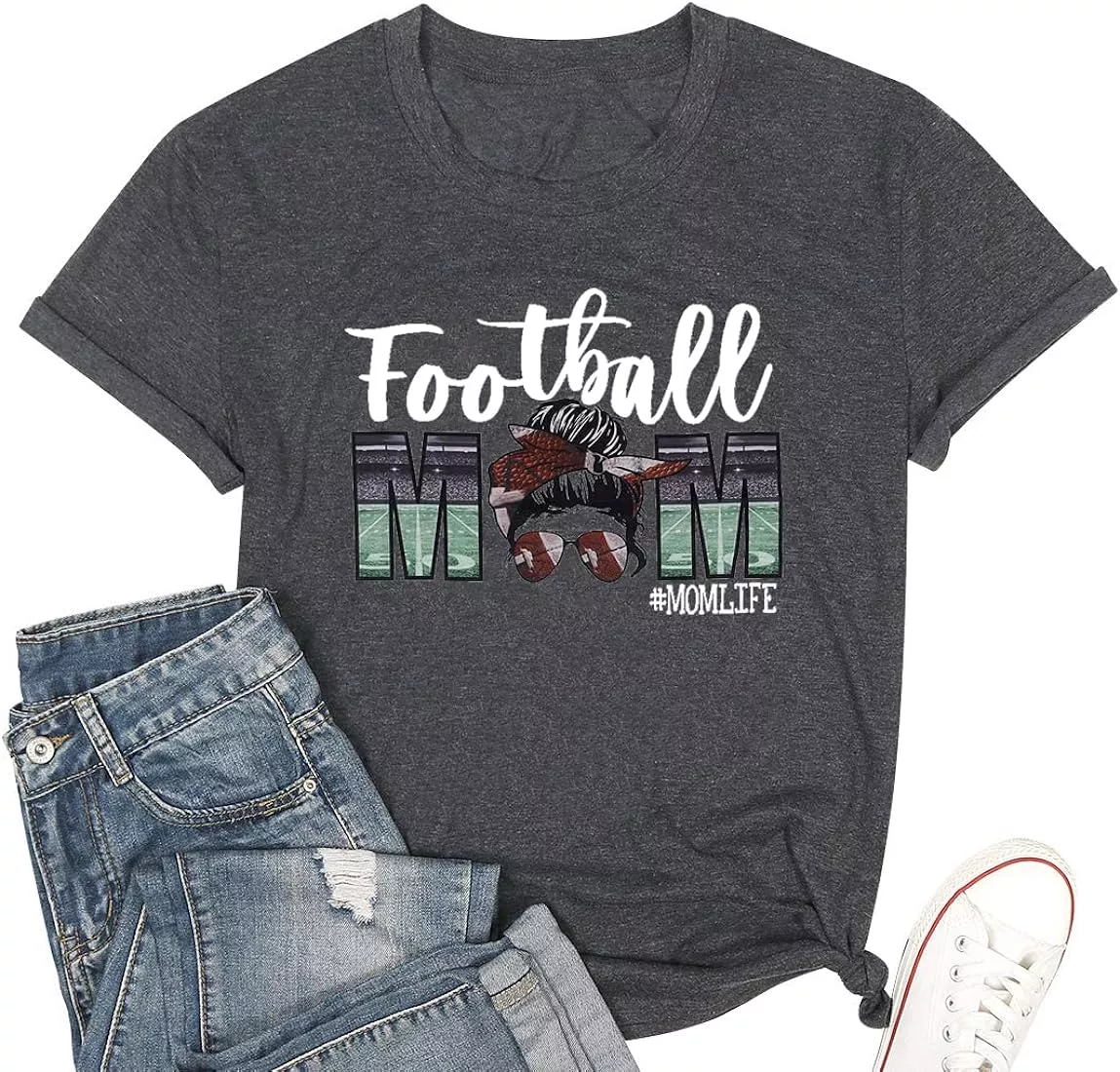 Game Day Football Shirt for Women Football Mom Tshirt Funny Short