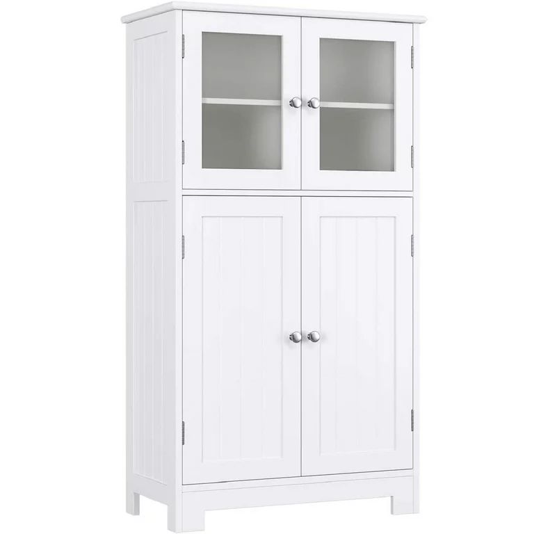 Homfa Bathroom Storage Cabinet, Floor White Wooden Linen Cabinet with Shelves and Doors, Kitchen ... | Walmart (US)