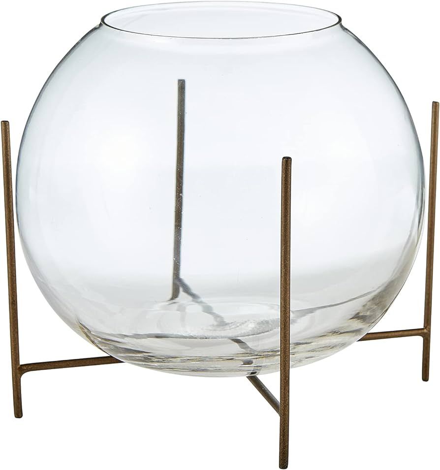 47th & Main Round Glass Decorative Vase in Holder, 5.75" Tall, Clear | Amazon (US)