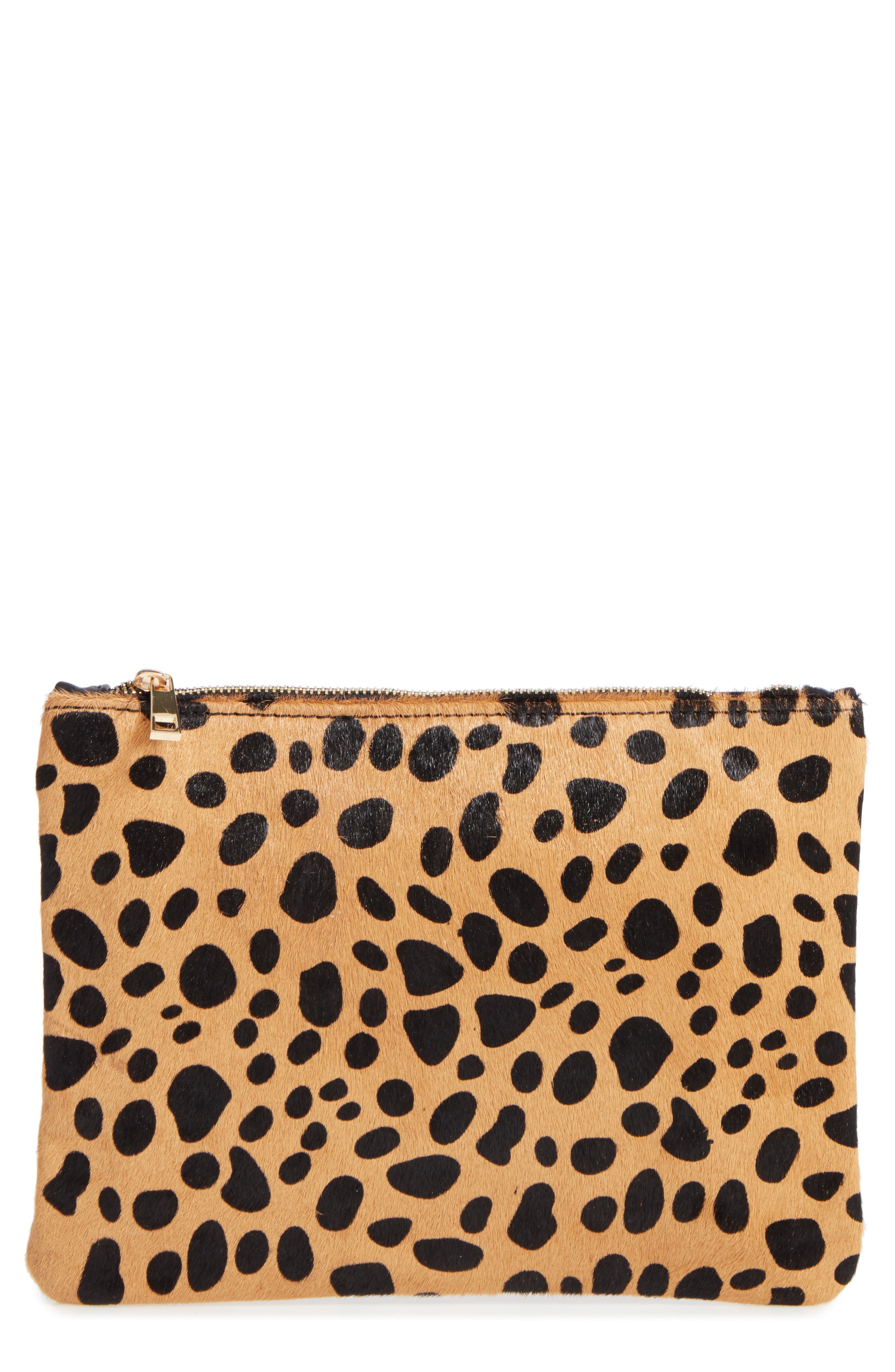 BP. Leopard Print Genuine Calf Hair Pouch | Nordstrom