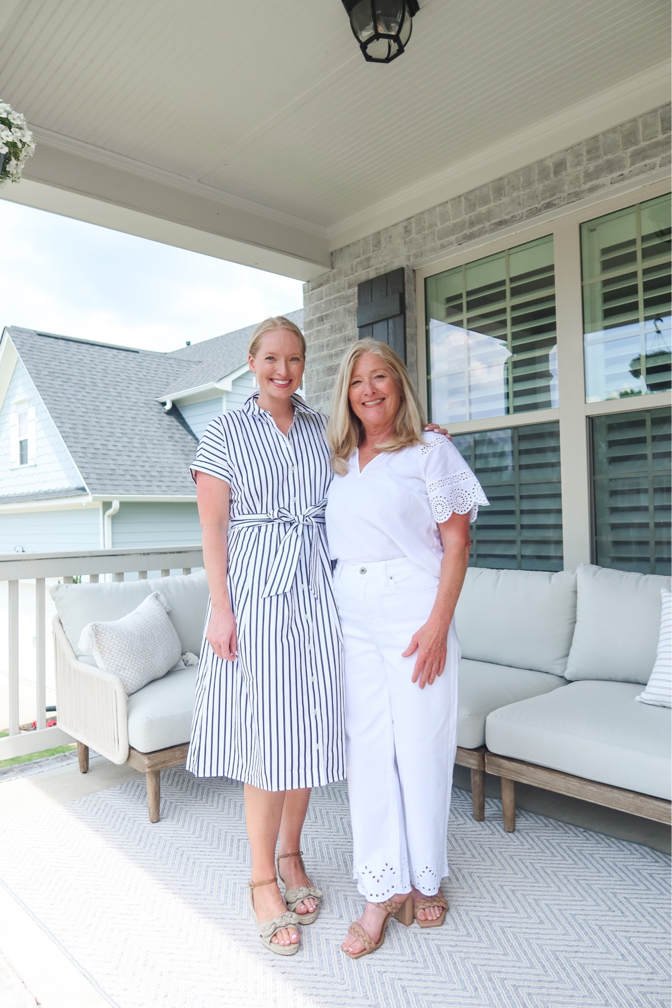 Modern classic summer style from Talbots! Wearing a 6 in this classic stripe midi dress (size is roomy I could have done a 4). My mom is wearing a white monochromatic summer look with eyelet details. She’s wearing a 6R (but could use petite to make them more of a cropped summer pant). 

@talbotsofficial #mytalbots #talbotspartner #talbots #modernclassicstyle #greatstylerunsinthefamily #ad #

#LTKfamily #LTKSeasonal