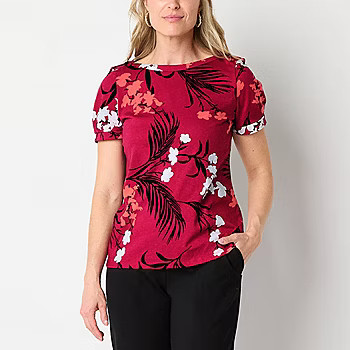 Liz Claiborne Womens Boat Neck Short Sleeve T-Shirt | JCPenney