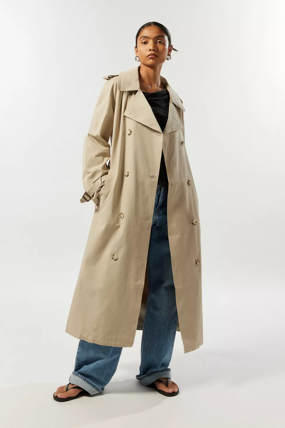 Light Before Dark Longline Cotton Trench Coat | Urban Outfitters (US and RoW)