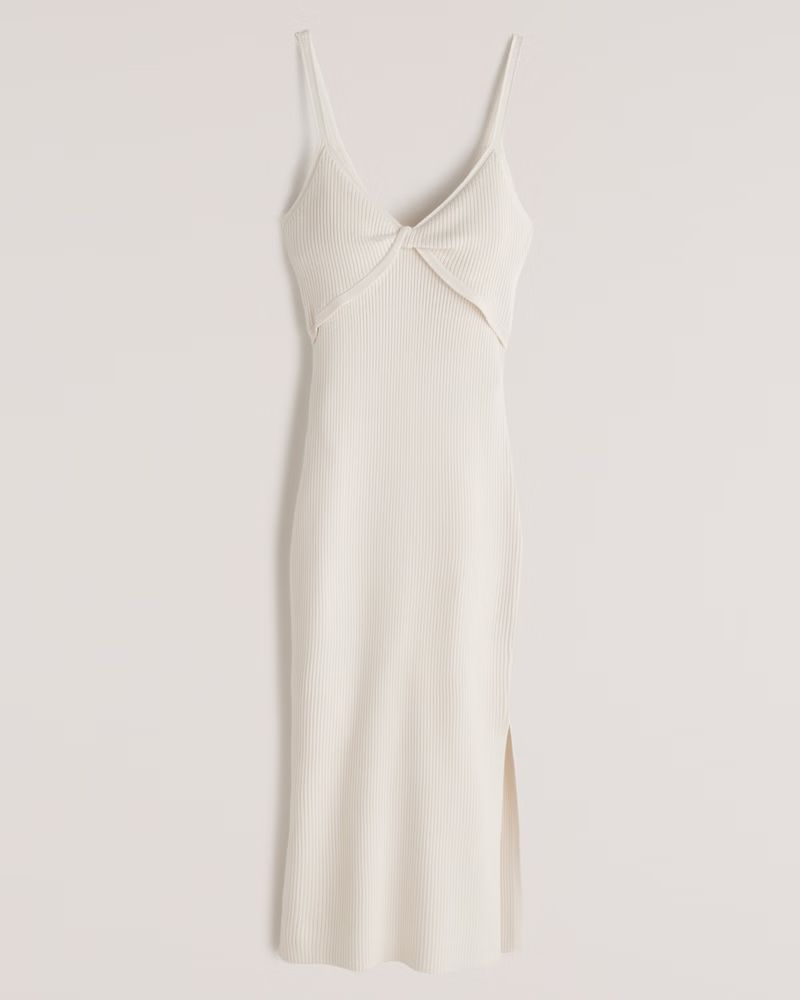 Twist-Front Elevated Knit Midi Dress | Abercrombie & Fitch (US)