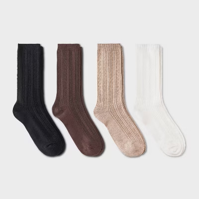 Women's Ultra Soft Everyday Cable 4pk Crew Socks - Auden™ 4-10 | Target