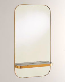 Train Car Mirror with Gold Marble Shelf | Horchow