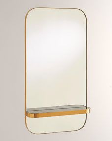 Train Car Mirror with Gold Marble Shelf | Horchow