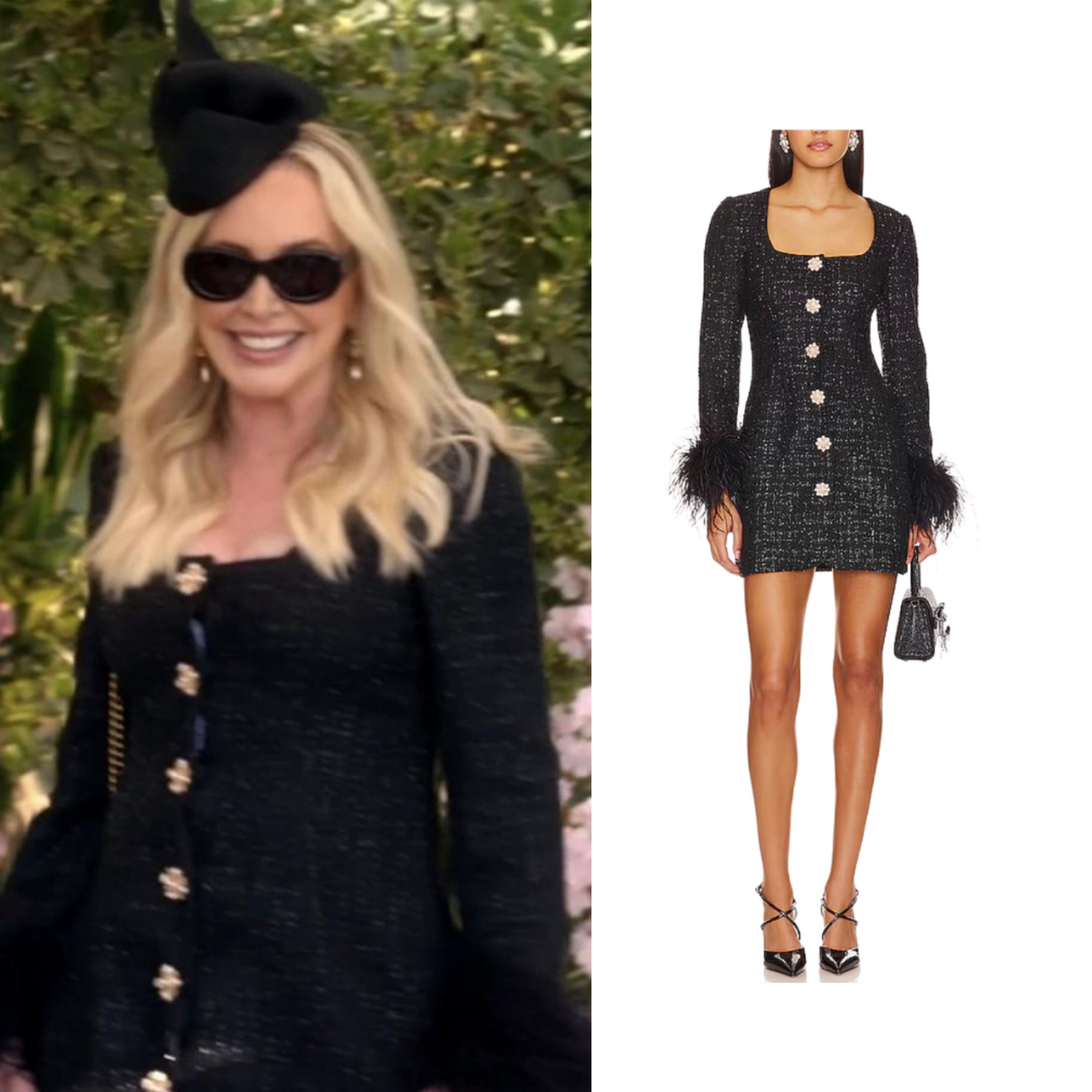 Shannon Beador’s Black Tweed Feather Dresss
