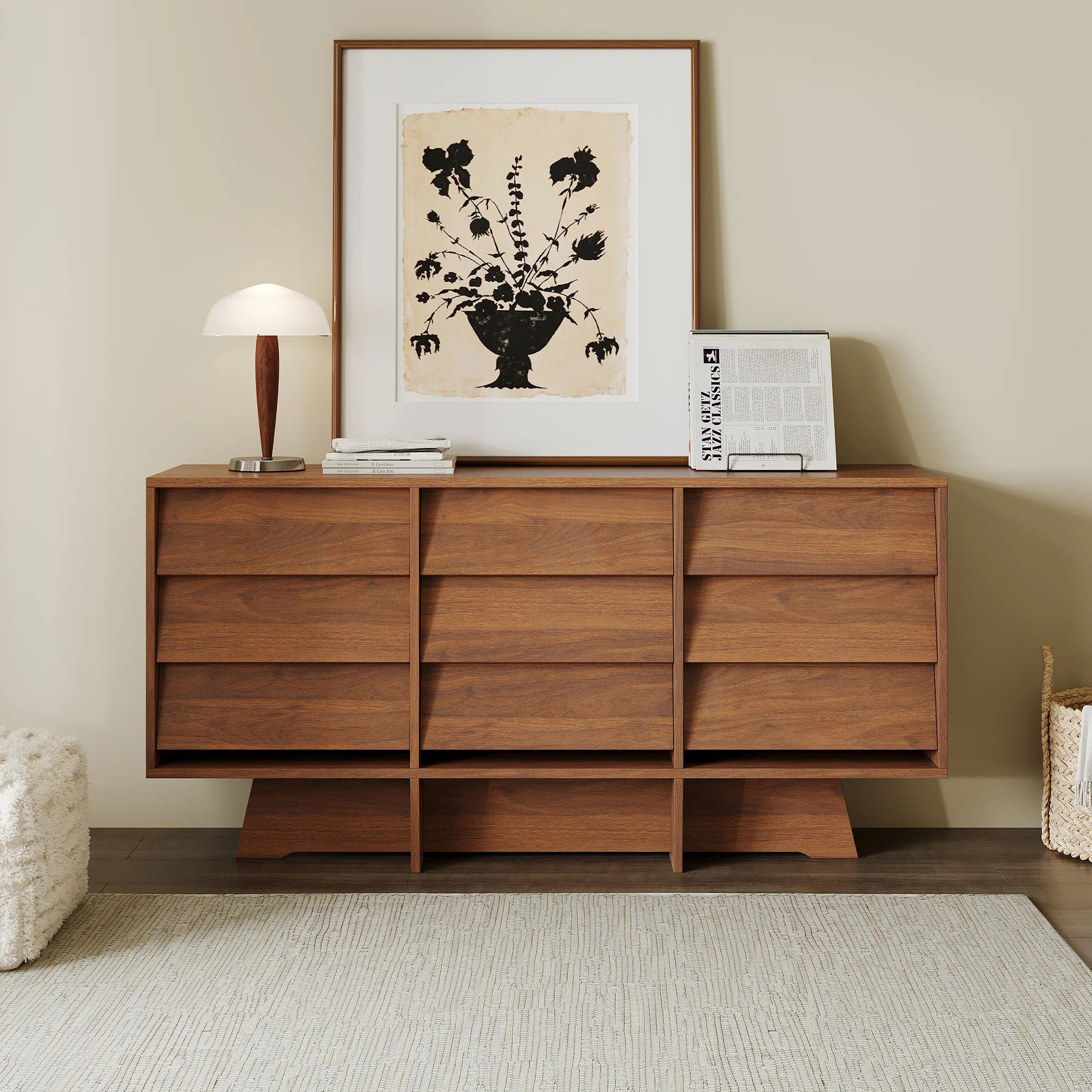 59" Buffet Cabinet with 9 Drawers, Wood Sideboard Large Console Table For Kitchen And Living Room | Wayfair North America