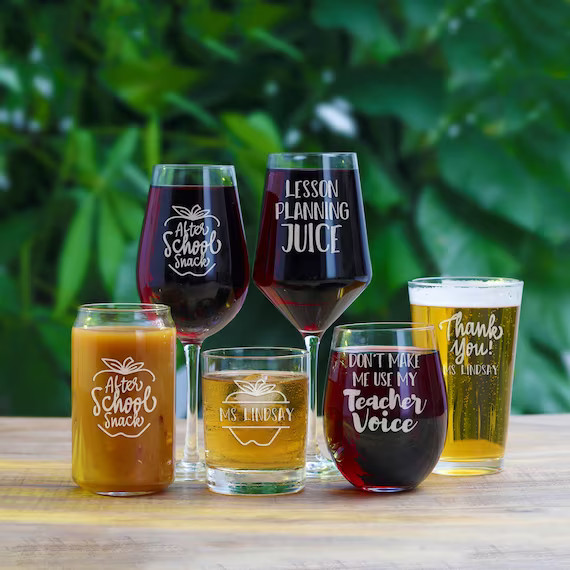 Teacher Gift Personalize - Teacher Appreciation Stemless Glasses - Back To School Gifts - Funny G... | Etsy (US)