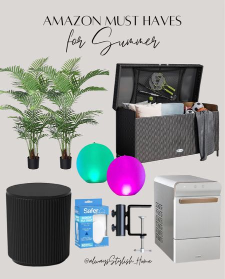 Amazon Must haves for a great summer! Fluted cooler side table, plug in bug trap, realistic palm trees, storage deck box, nugget ice maker, umbrella clamp, solar floating pool globes

#LTKFindsUnder50 #LTKHome #LTKSeasonal