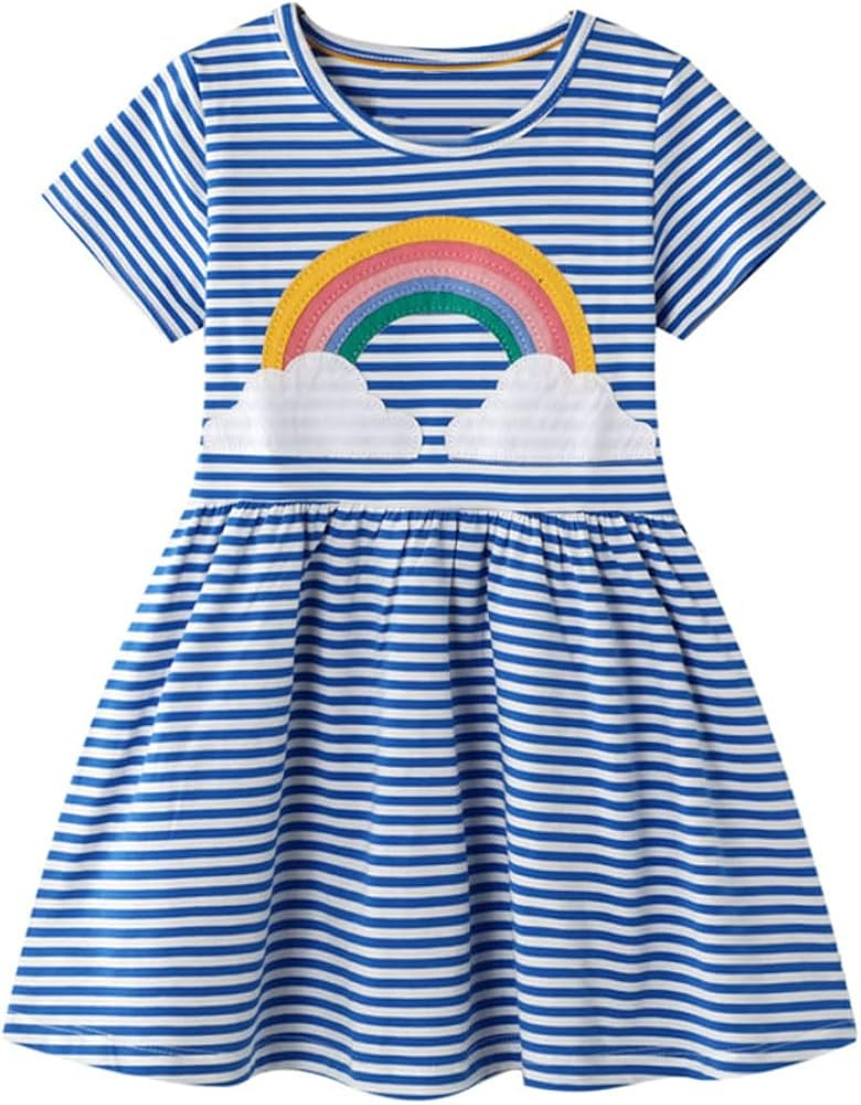 2-7 Years Girls Dresses Toddler Casual Summer Dress Cute A-line Dress for Home School | Amazon (US)
