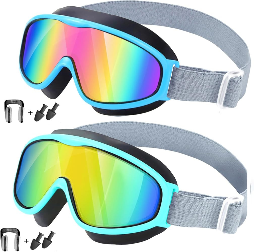 Vvinca Kids Goggles with Comfort Fabric Strap, Kids Swim Goggles Wide View Anti-Fog/UV No Leaking... | Amazon (US)