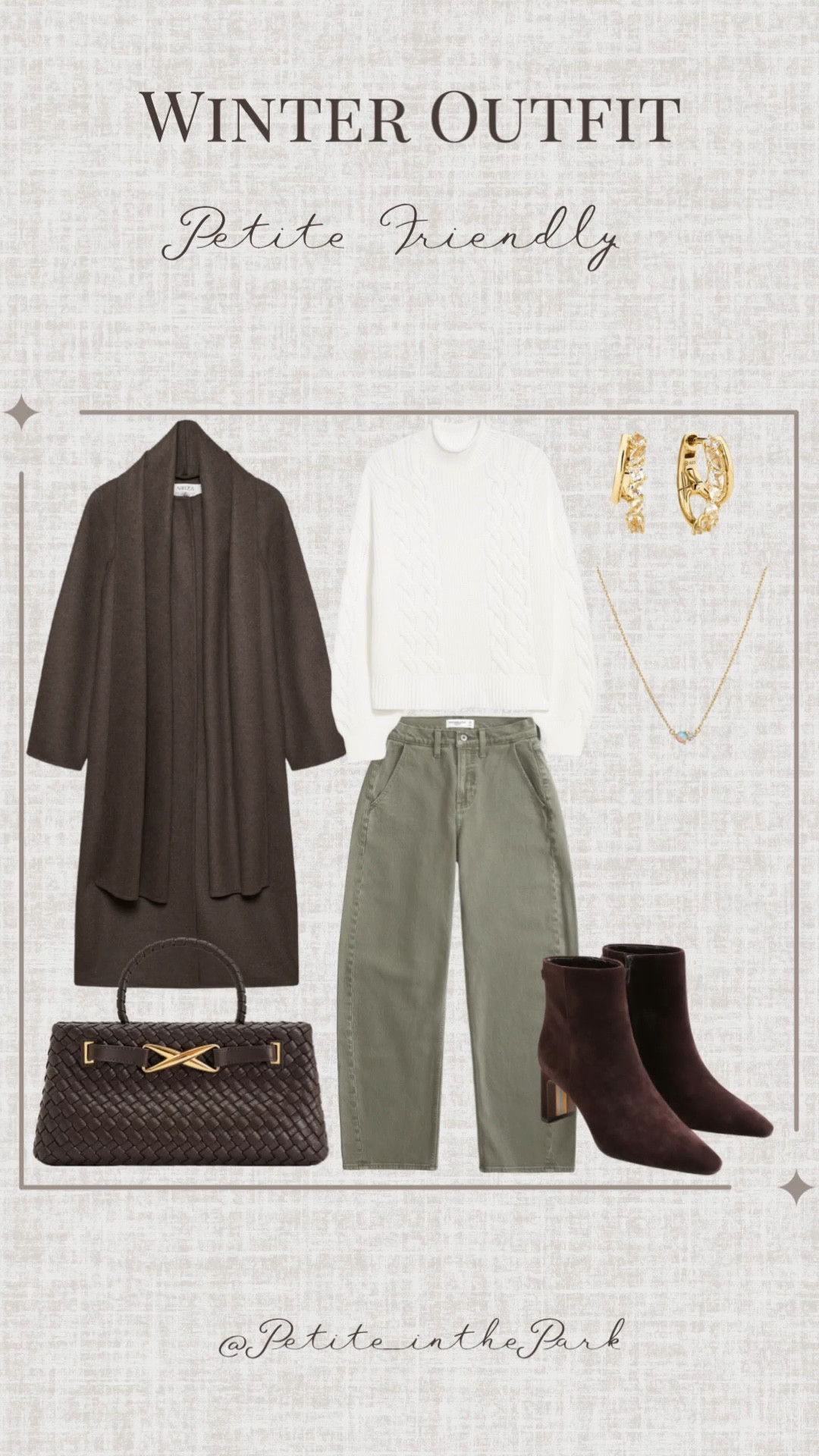 Winter petite outfit  

Winter outfit, winter trends, casual winter outfit, petite winter outfit, winter fashion, winter style, petite style, petite winter style, casual petite outfit, minimal outfit, minimal winter outfit, wool coat, petite coat, brown coat, white sweater, roll neck sweater, high waisted jeans , petite jeans , jeans, suede boots, brown boots, shoulder bag, leather bag, brown bag, brown purse, gold earrings, gold hoop earrings, gold necklace, minimal jewelry  #casualoutfit #petiteoutifts #winteroutfits #winteroutfits2025 #wintertrends 


#LTKSeasonal #LTKmomlife #LTKootd