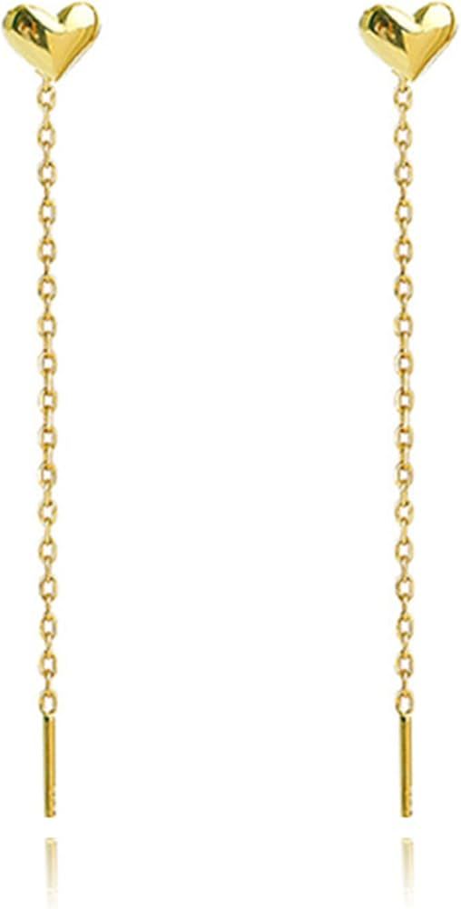 Threader Earrings for Women Gold Star Earrings Black Clover Earrings Dangle Silver Heart Threader Ea | Amazon (US)