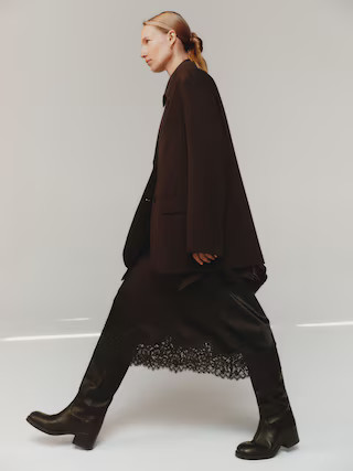 Lace-Detail Satin Skirt – Dark Brown – Women – ARKET GB | Arket UK