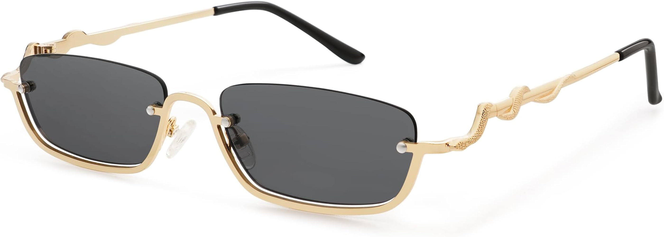 Y2K Snake Sunglasses for Women Men Narrow Rectangular Y2k Chic Sunnies AP3649 | Amazon (US)