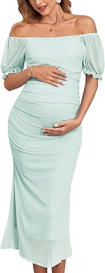 CYCLAMEN Mesh Maternity Dress Cocktail Wedding Guest Baby Shower Pregnancy Shoot Summer Pastel Fl... | Amazon (US)