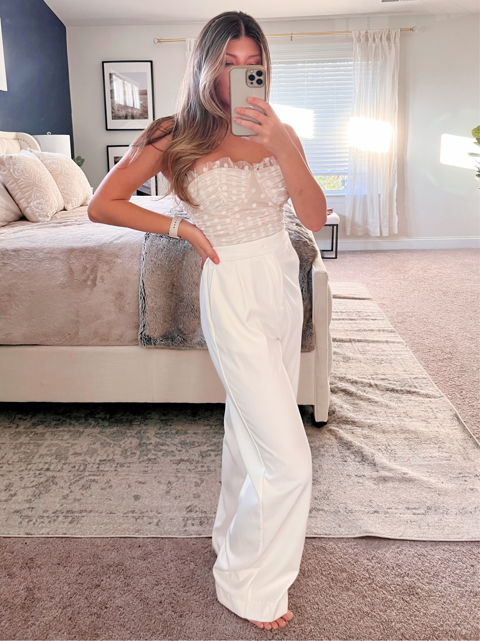 Cute, white outfit perfect for dinner, wedding rehearsal, wedding shower, bachelorette party, vacation, or anything else! 

Lulus strapless top
Shein white pants


#LTKwedding #LTKSeasonal #LTKunder100