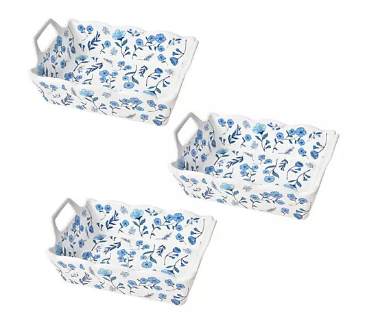 Temp-tations Set of (3) Rectangular Nesting Mini Bakers - QVC.com | QVC