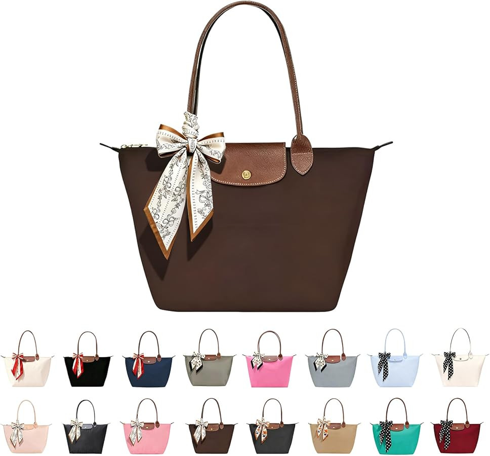 Nylon Shoulder Bags for Women,Lightweight Tote Handbag,Large Hobo Purses with Zipper Compartments... | Amazon (US)