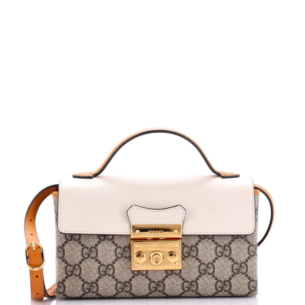 Padlock Top Handle Bag GG Coated Canvas and Leather Mini | Rebag