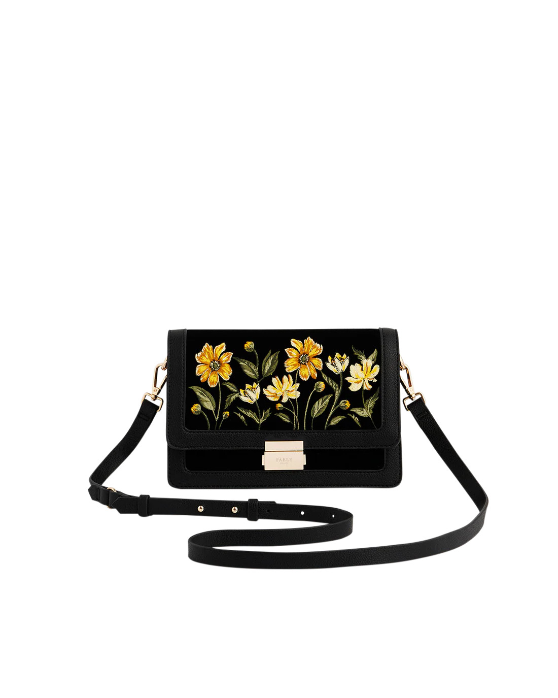 Velvet Embroidered Foldover Bag | Fable England